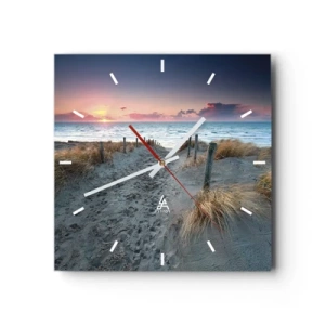Horloge murale - Pendule murale - Chemin menant à la plage au coucher du soleil - 30x30cm - Tu as versé l'éclat de l'arc-en-ciel sur les flots - Décoration murale moderne pour le salon et la chambre ARTTOR