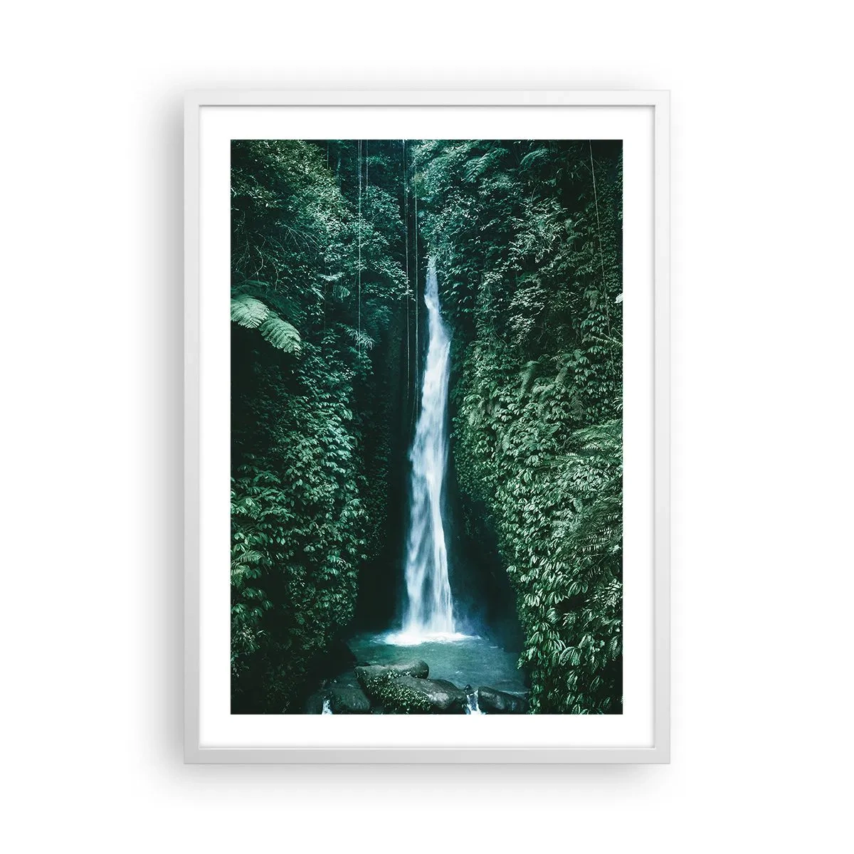 Affiche dans un cadre blanc - Poster - Fontaine tropicale - 50x70 cm