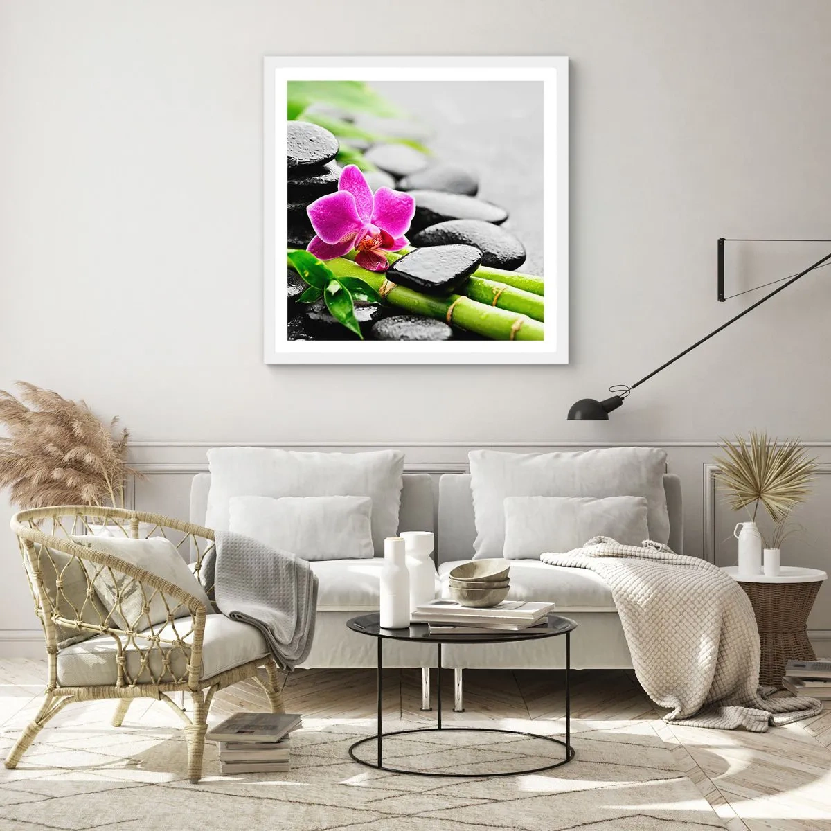 Affiche dans un cadre blanc - Poster - Dans un équilibre de calme - 50x50 cm