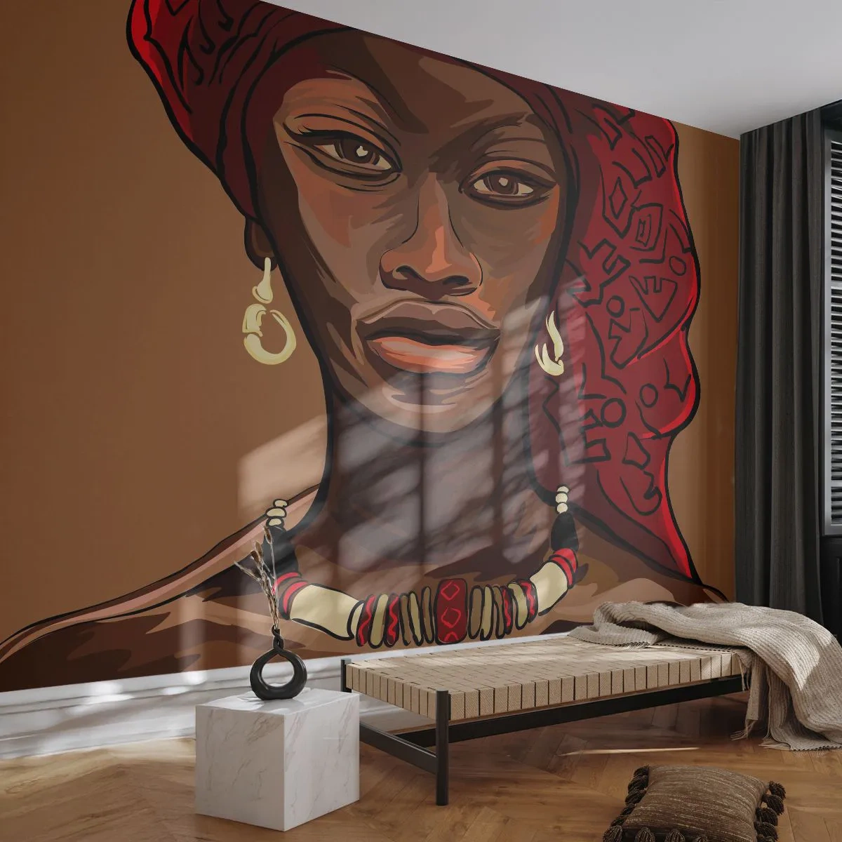 Papier Peint Autocollant Deluxe Sticker - Vénus d'ébène - Femme, Afrique, Culture - 250x175 cm