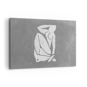 Impression sur toile - Image sur toile - Un dessin de silhouette minimaliste sur fond gris - 120x80cm - En pensée - Décoration murale moderne pour le salon et la chambre ARTTOR