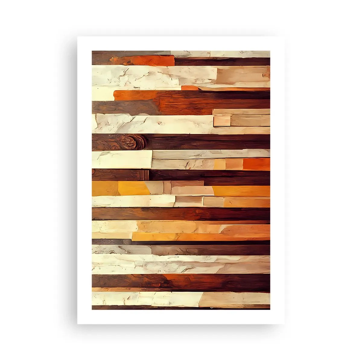 Affiche - Poster - Une composition abstraite de panneaux de bois aux couleurs chaudes. - 50x70cm - Hymne des arbres forestiers - Décoration murale moderne pour le salon et la chambre ARTTOR