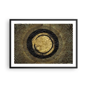 Affiche dans un cadre noir - Poster - Composition géométrique en noir et or avec des rayons - 70x50cm - Composition glamour - Décoration murale moderne pour le salon et la chambre ARTTOR