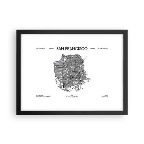 Affiche dans un cadre noir - Poster - Anatomie de San Fransisco - 40x30 cm