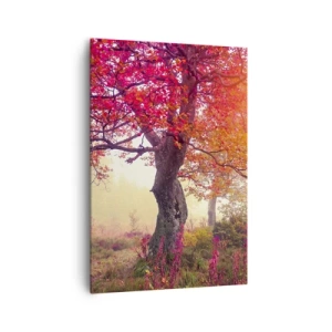 Impression sur toile - Image sur toile - Paysage d'automne avec des arbres aux couleurs intenses - 70x100cm - Frénésie de floraison - Décoration murale moderne pour le salon et la chambre ARTTOR