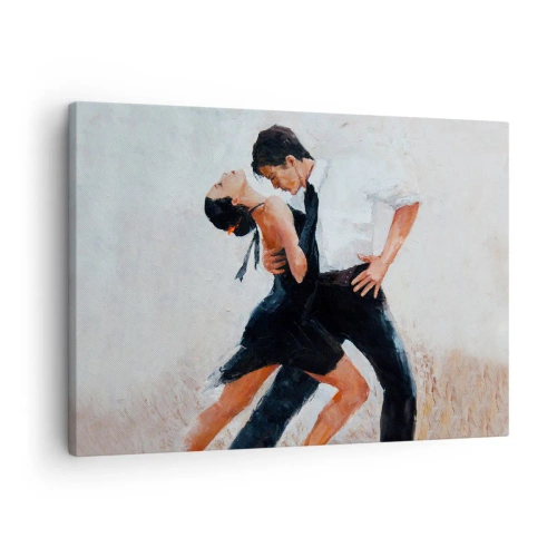 Impression sur toile - Image sur toile - Un couple dansant dans une photo élégante et sensuelle - 70x50cm - Tango de mes rêves et pensées - Décoration murale moderne pour le salon et la chambre ARTTOR