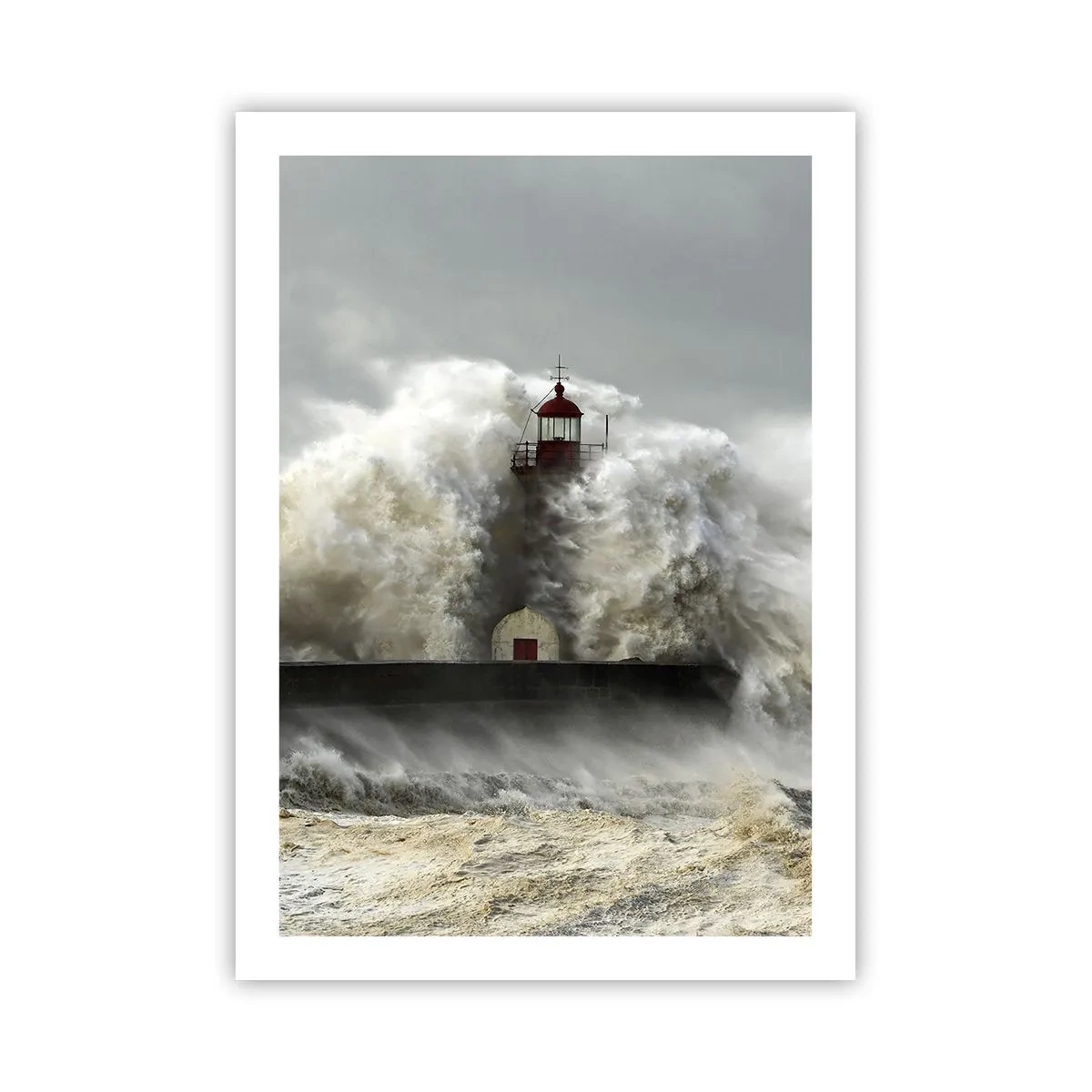 Affiche - Poster - Un phare entouré de vagues agitées - 50x70cm - La colère de l'océan - Décoration murale moderne pour le salon et la chambre ARTTOR
