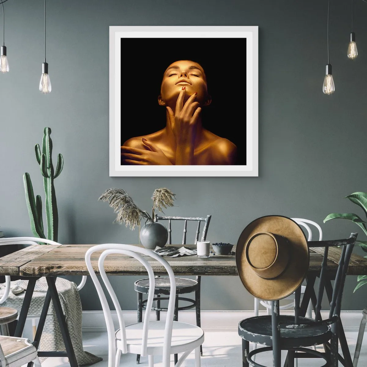 Affiche dans un cadre blanc - Poster - Comme de la soie dorée - 30x30 cm