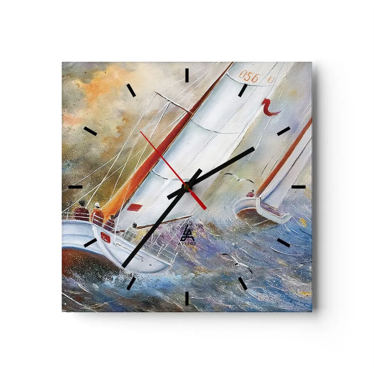 Horloge murale - Pendule murale - Concourir sur les vagues - 40x40 cm