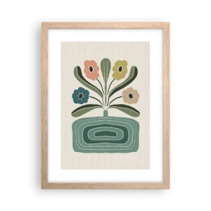 Affiche dans un chêne clair - Poster - Bouquet symétrique - 30x40 cm