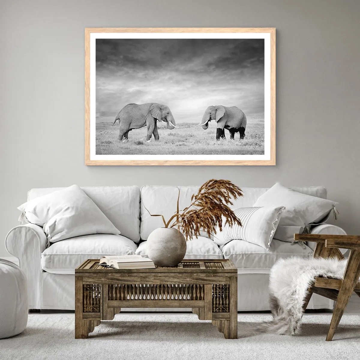 Affiche dans un chêne clair - Poster - Le gris est beau - 100x70 cm