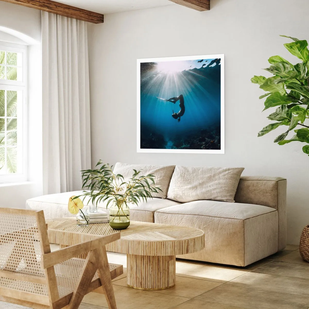 Affiche - Poster - Dans sous-marine - 60x60 cm