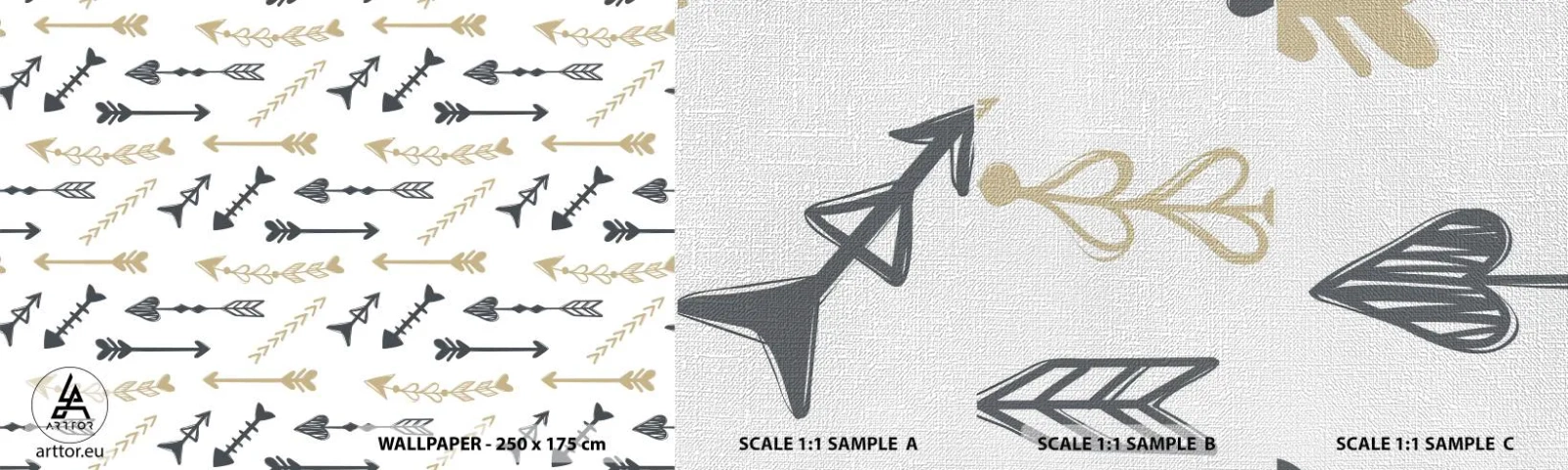 Échantillon de Papier Peint Premium Canvas - Le rêve de l'archer - Abstraction, Flèche, Bohème - 100x30 cm