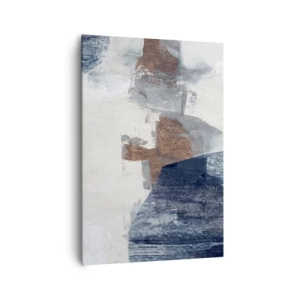 Impression sur toile - Image sur toile - Formes abstraites dans des tons de bleu et de marron - 70x100cm - Formes bleues et brunes - Décoration murale moderne pour le salon et la chambre ARTTOR