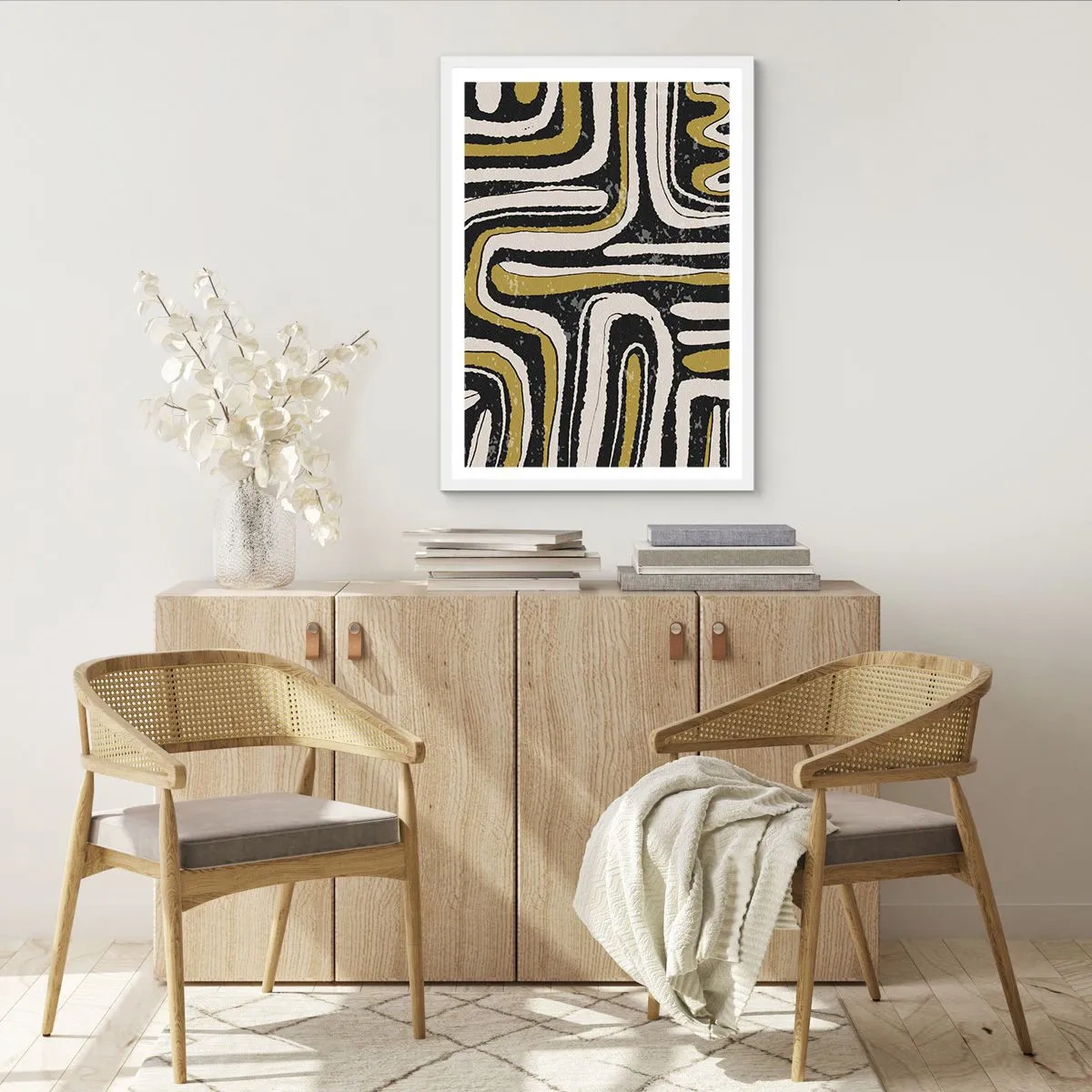 Affiche dans un cadre blanc - Poster - Composition : routes et ruelles - 50x70 cm