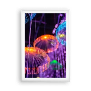 Affiche dans un cadre blanc - Poster - Fontaine lumineuse - 61x91 cm