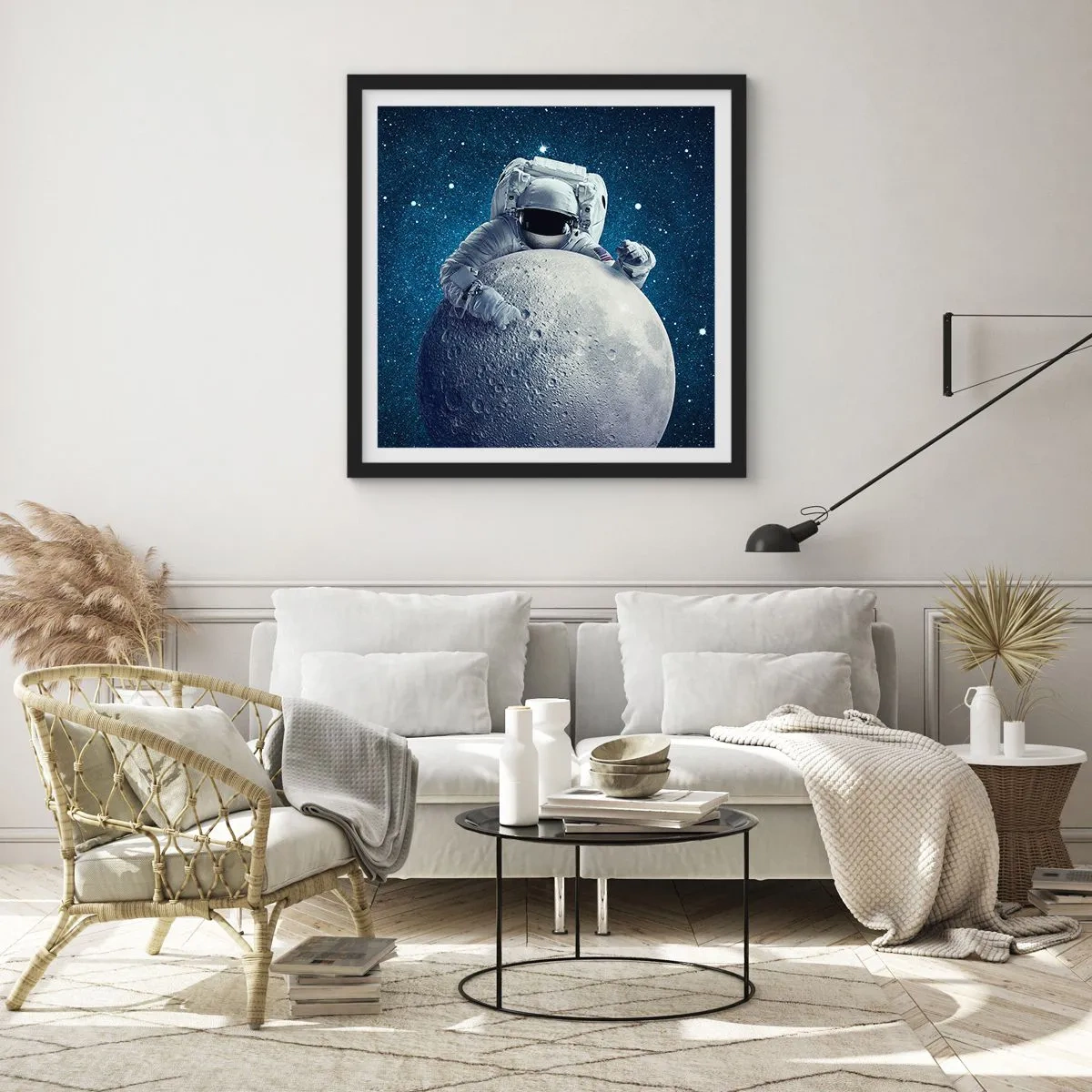 Affiche dans un cadre noir - Poster - Comique de l'espace - 50x50 cm