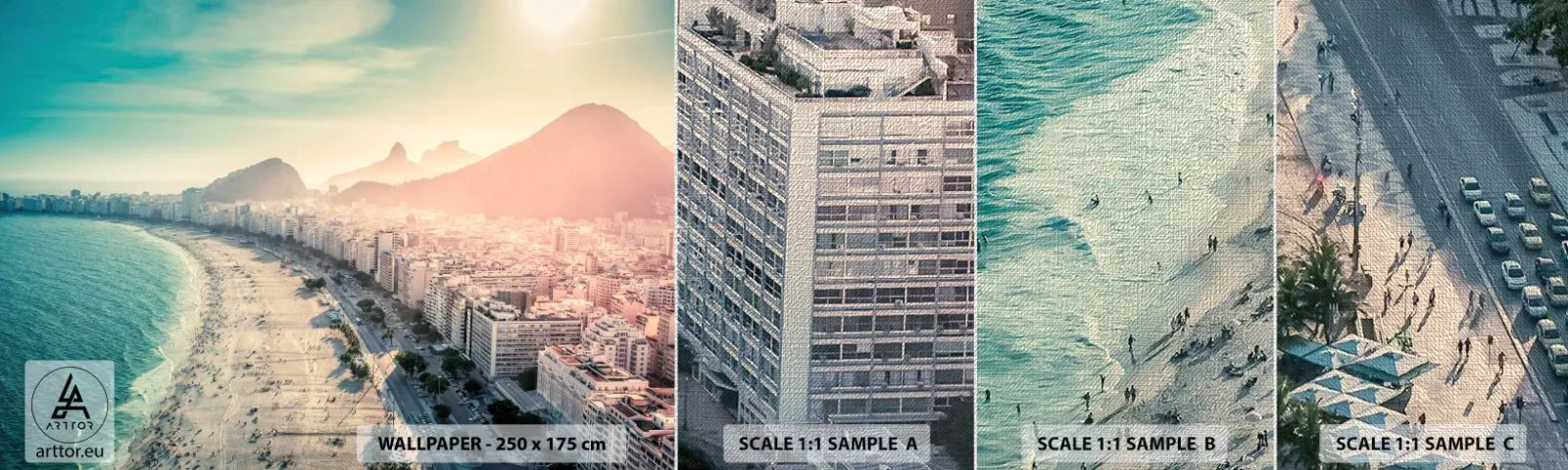 Échantillon de Papier Peint Premium Canvas - Vacances éternelles à Rio - Côte, Rio de Janeiro, Plage - 100x30 cm