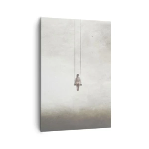 Impression sur toile - Image sur toile - Une figure sur une balançoire suspendue dans l'espace - 70x100cm - Enfant en nous - Décoration murale moderne pour le salon et la chambre ARTTOR