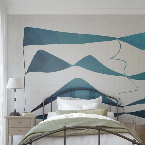 Papier Peint Photo Standard Eco - Abstraction : composé turquoise - Minimalisme, Éléments, Abstraction - 350x256 cm