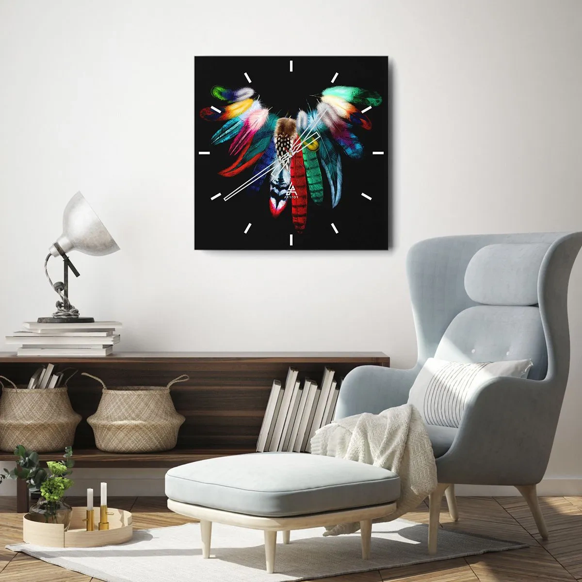 Horloge murale - Pendule murale - Collier indien - 40x40 cm