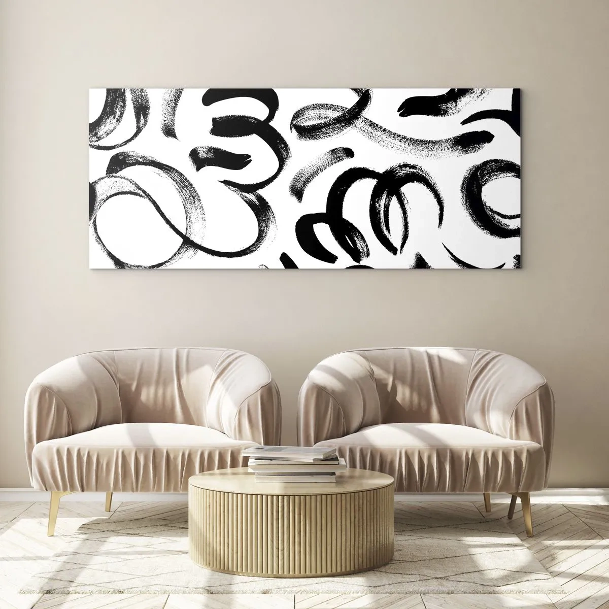 Impression sur verre - Image sur verre - Noir sur blanc - 100x40 cm