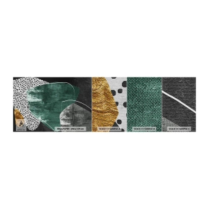 Échantillon de Papier Peint Premium Canvas - Abstraction colorée avec feuille d'or - Abstraction, Texture, Collage - 100x30 cm