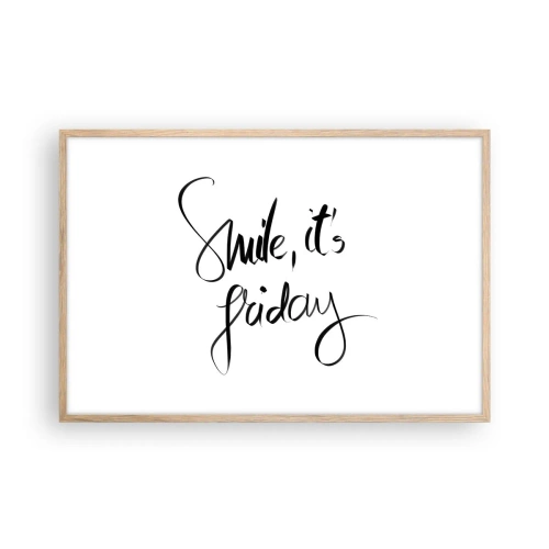 Affiche dans un chêne clair - Poster - Joie réelle - 91x61 cm