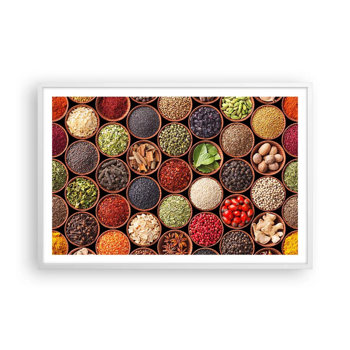 Affiche dans un cadre blanc - Poster - Toutes les saveurs du monde - 91x61 cm