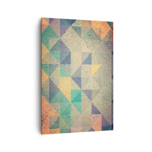Impression sur toile - Image sur toile - Une composition colorée de triangles géométriques dans des tons pastel. - 70x100cm - République des triangles - Décoration murale moderne pour le salon et la chambre ARTTOR