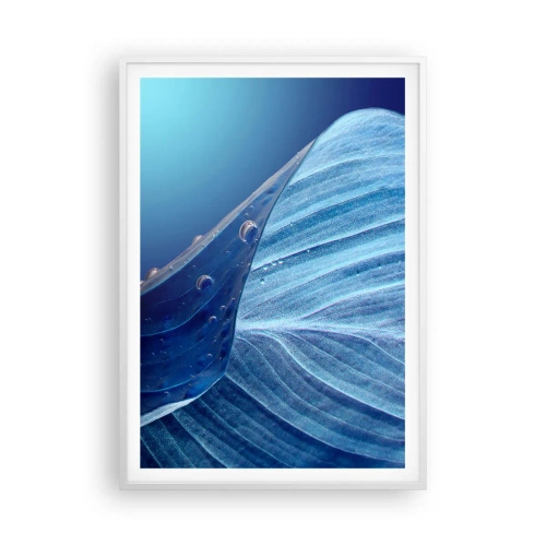 Affiche dans un cadre blanc - Poster - Gouttes cachées du bleu - 70x100 cm