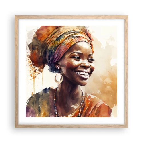 Affiche dans un chêne clair - Poster - reine africaine - 50x50 cm