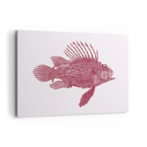 Impression sur toile - Image sur toile - Dessin d'un poisson dans une teinte rouge - 120x80cm - Un habitant des eaux exotiques - Décoration murale moderne pour le salon et la chambre ARTTOR