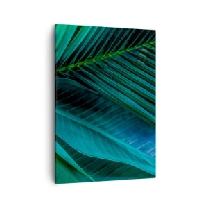 Impression sur toile - Image sur toile - Gros plan de feuilles vertes tropicales - 50x70cm - L'anatomie du vert - Décoration murale moderne pour le salon et la chambre ARTTOR