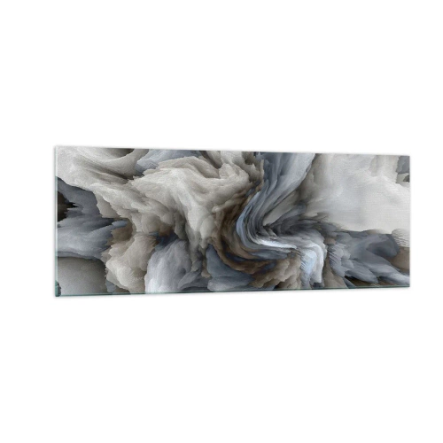 Impression sur verre - Image sur verre - Tourbillon abstrait dans les tons de gris et de bleu - 140x50cm - Pierre et fleur - Décoration murale moderne pour le salon et la chambre ARTTOR