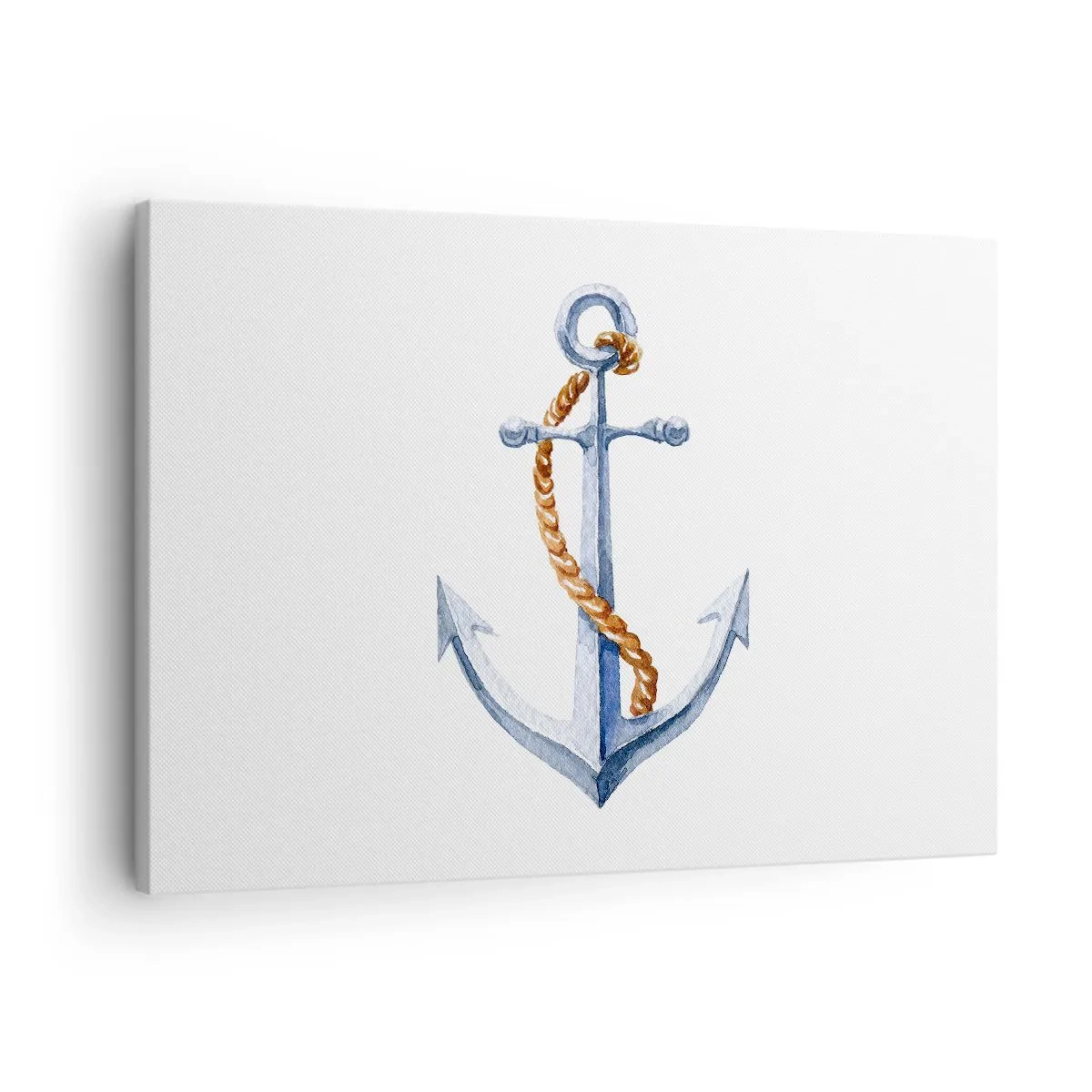 Impression sur toile - Image sur toile - Ancre avec corde dans un style aquarelle - 70x50cm - Ah l'aventure ! - Décoration murale moderne pour le salon et la chambre ARTTOR