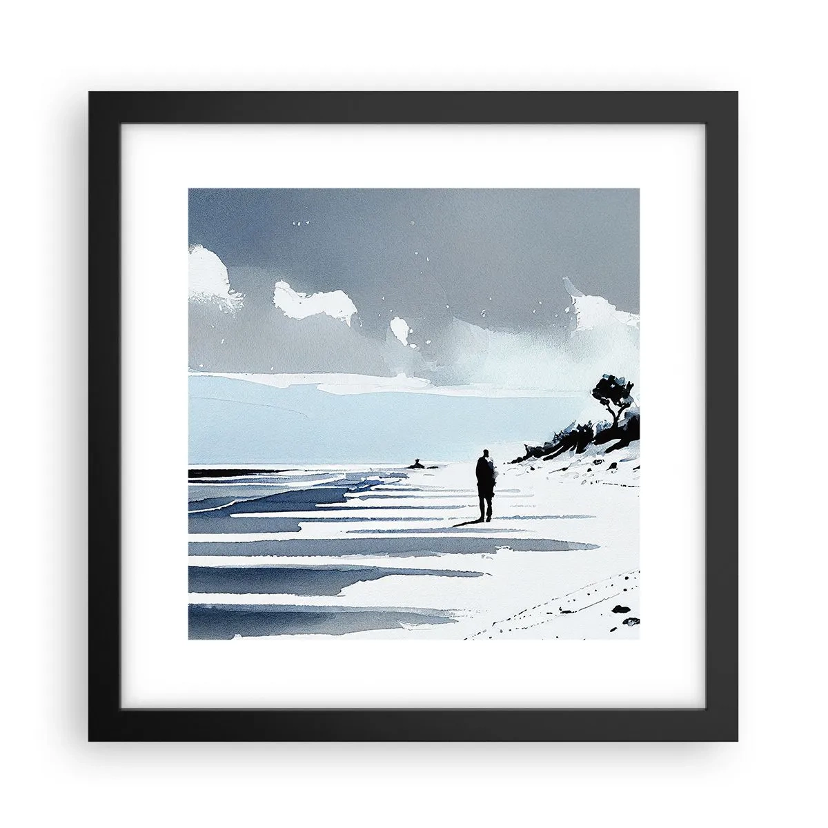 Affiche dans un cadre noir - Poster - Seul à seul - 30x30 cm