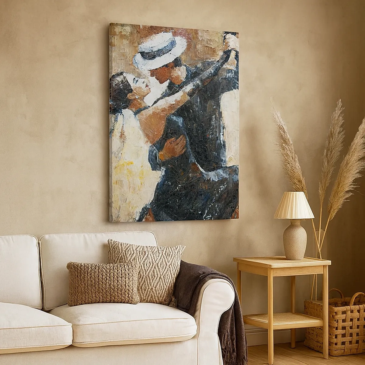 Impression sur toile - Image sur toile - Un couple dansant le tango dans un style romantique et élégant - 50x70cm - À la Rudolf Valentino - Décoration murale moderne pour le salon et la chambre ARTTOR