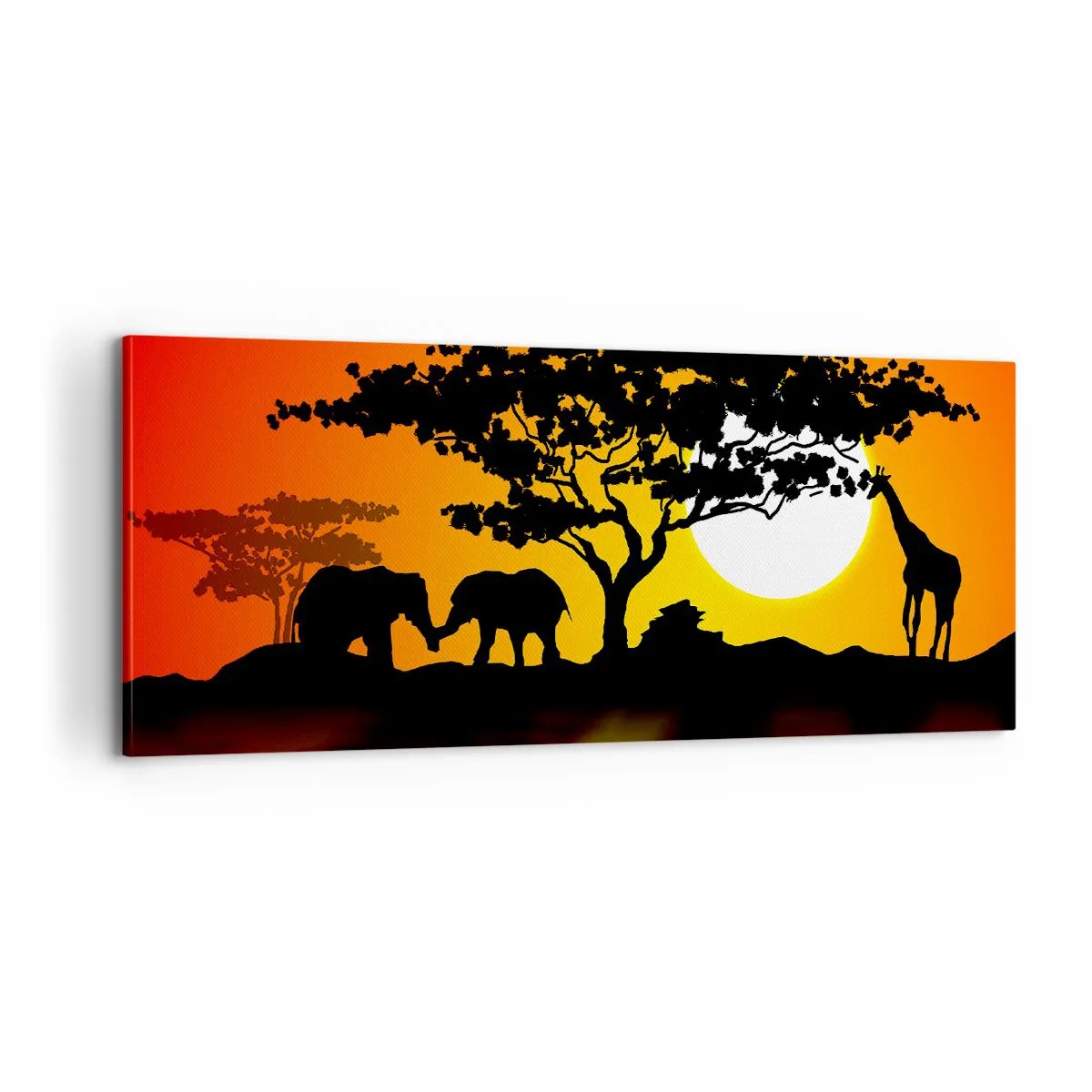 Impression sur toile - Image sur toile - Rencontre dans la savane - 100x40 cm