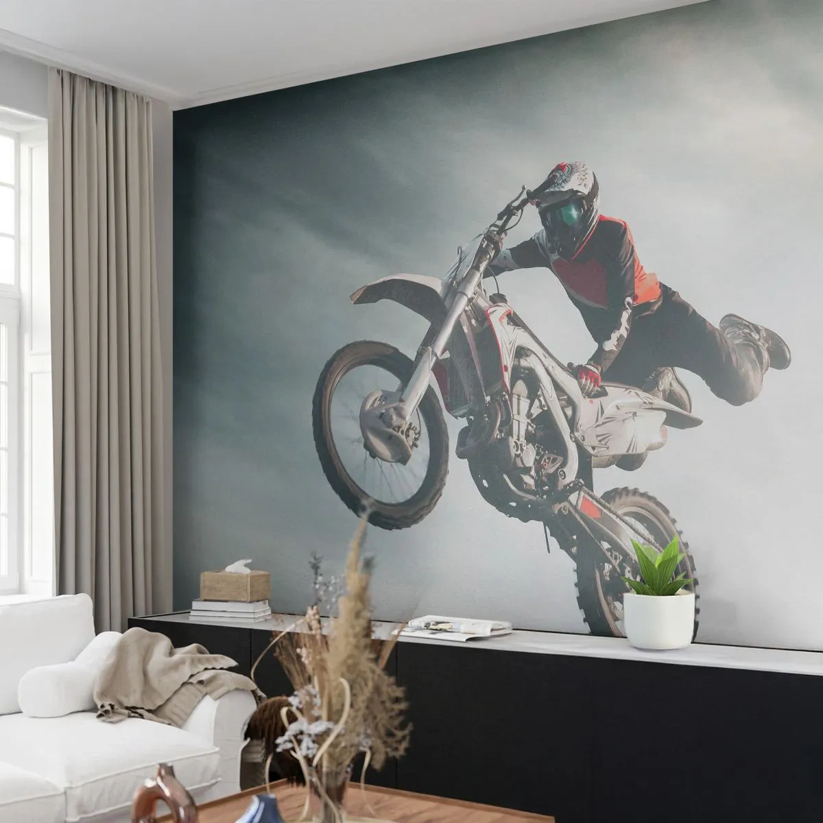Papier Peint Autocollant Deluxe Sticker - Il n'y a pas de plaisir sans risque - Motocross, Moto, Motocycliste - 250x175 cm