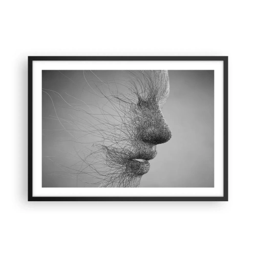 Affiche dans un cadre noir - Poster - Profil facial artistique créé avec des lignes délicates - 70x50cm - L'esprit du vent - Décoration murale moderne pour le salon et la chambre ARTTOR