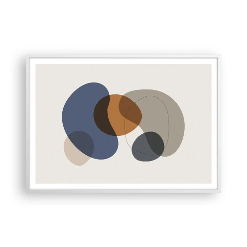 Affiche dans un cadre blanc - Poster - Gouttes de couleur - 100x70 cm