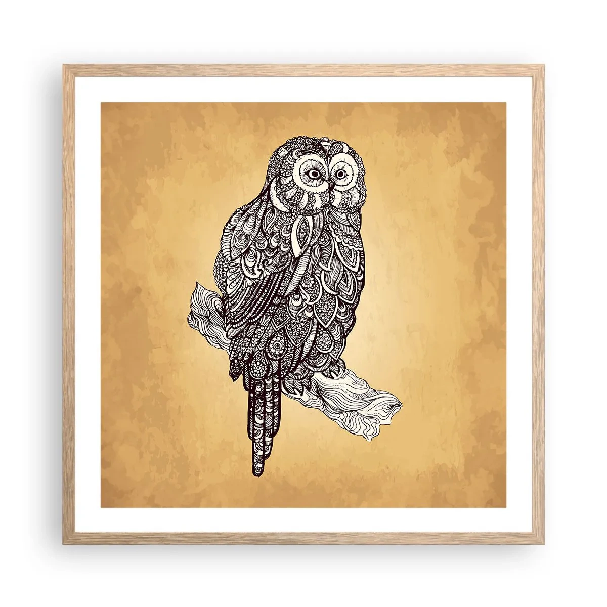Affiche dans un chêne clair - Poster - Ornements complexes de sagesse - 60x60 cm