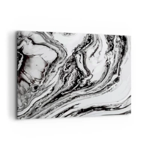 Impression sur toile - Image sur toile - Motif de marbre abstrait en noir et blanc - 120x80cm - Au début, c'était le chaos - Décoration murale moderne pour le salon et la chambre ARTTOR
