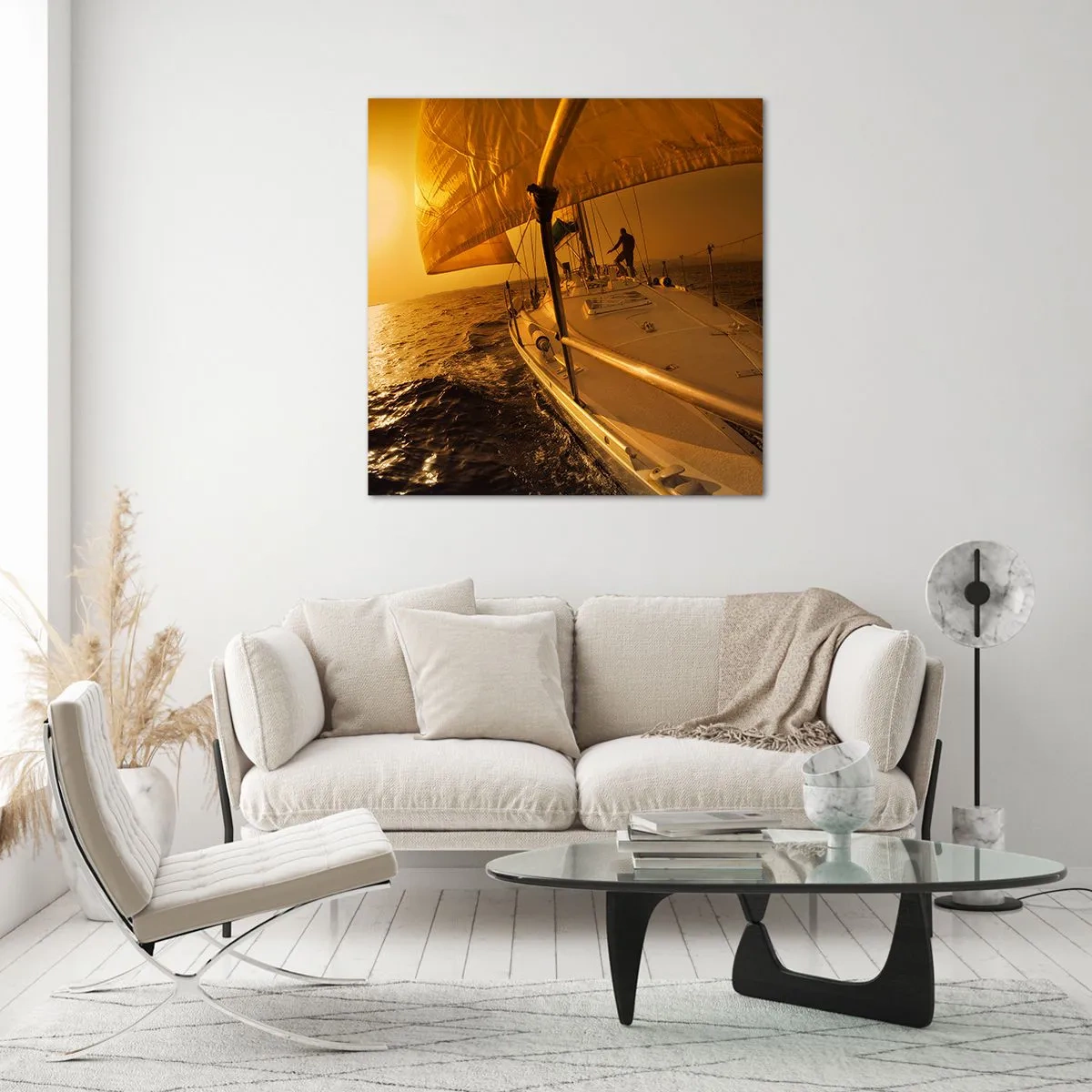 Impression sur verre - Image sur verre - Une soirée en por après une journée haute en couleurs - 70x70 cm