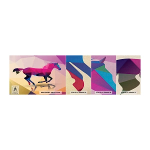 Échantillon de Papier Peint Premium Canvas - Le cubisme toujours vivant - Animaux, Cheval, Figure géométrique - 100x30 cm
