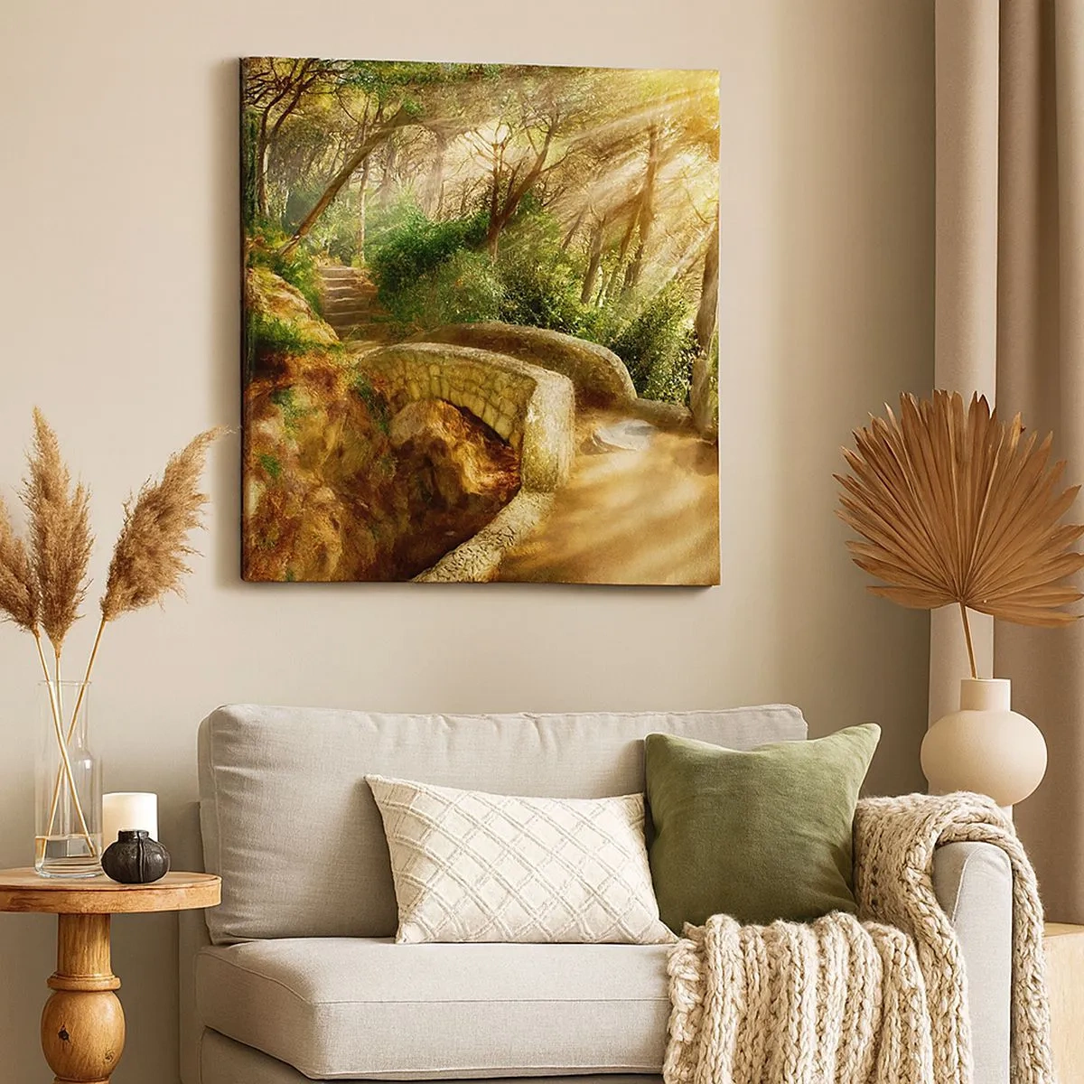 Impression sur toile - Image sur toile - Directement du pont dans une forêt de conte de fées - 30x30 cm