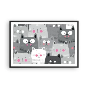 Affiche dans un cadre noir - Poster - Le monde des chats - 91x61 cm
