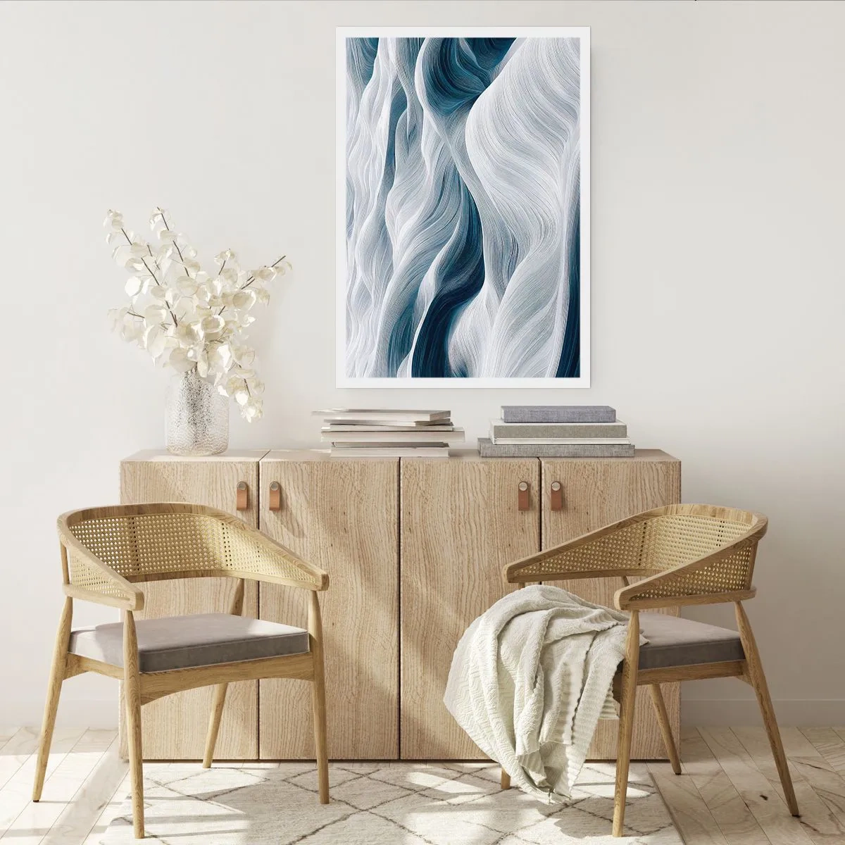 Affiche - Poster - Vagues blanches et bleues - 70x100 cm