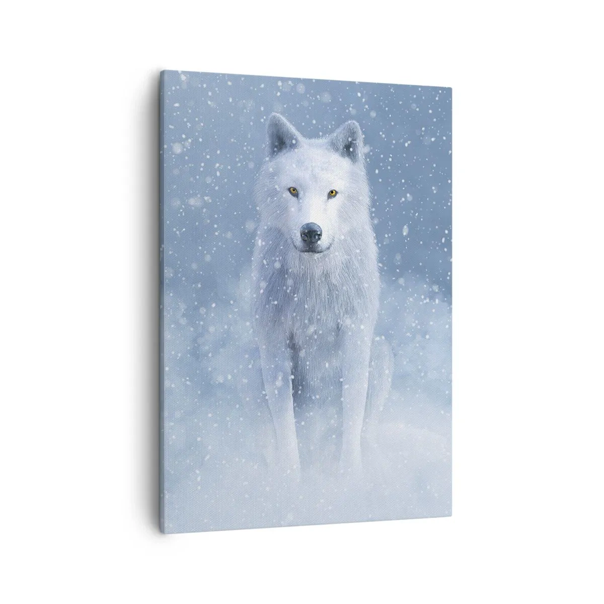 Impression sur toile - Image sur toile - Loup blanc dans un paysage enneigé - 50x70cm - Dans une âme d'hiver - Décoration murale moderne pour le salon et la chambre ARTTOR